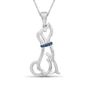 1/20 Ctw Blue & White Diamond Sterling Silver Dog Pendant