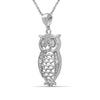 Accent White Diamond Sterling Silver Owl Pendant