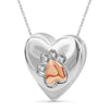 1/20 Carat T.W. White Diamond Two Tone Silver Heart Paw Pendant