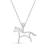 Accent White Diamond Sterling Silver Horse Pendant