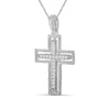1/7 Ctw White Diamond Cross Pendant in Sterling Silver - Assorted Colors