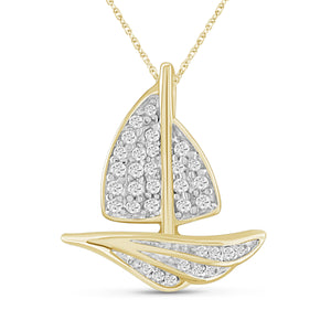 1/5 Carat T.W. White Diamond Sterling Silver SailBoat Pendant - Assorted Colors