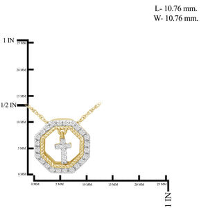 1/10 Carat T.W. White Diamond Sterling Silver Cross Octagon Pendant - Assorted Colors