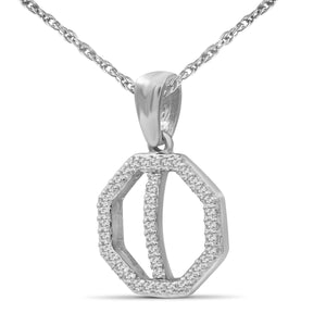 1/10 Carat T.W. White Diamond Sterling Silver Cross Octagon Pendant - Assorted Colors