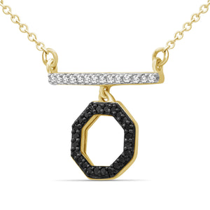 1/10 Carat T.W. Black And White Diamond Sterling Silver Octagon Necklace - Assorted Colors