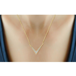 1/5 Ctw White Diamond Sterling Silver V Shape Necklace - Assorted Colors