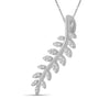 1/4 Ctw White Diamond Sterling Silver Leaf Pendant - Assorted Colors