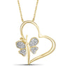 White Diamond Accent Sterling Silver Heart And Butterfly Pendant - Assorted Finish