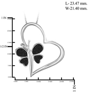 Black Diamond Accent Sterling Silver Heart And Butterfly Pendant - Assorted Finish