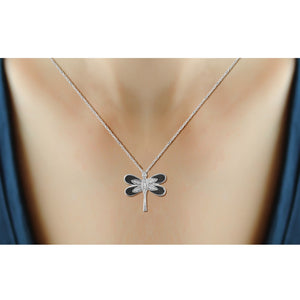 White Diamond Accent Two-Tone Sterling Silver Butterfly Pendant