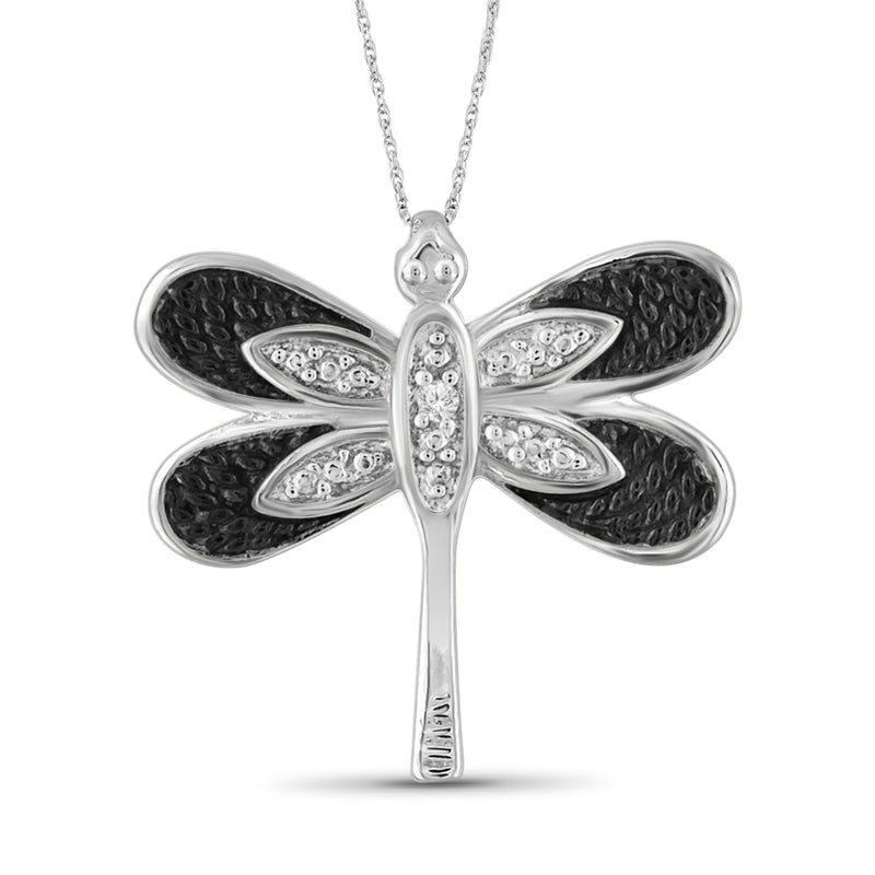White Diamond Accent Two-Tone Sterling Silver Butterfly Pendant
