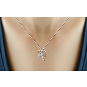 White Diamond Accent Sterling Silver Butterfly Pendant