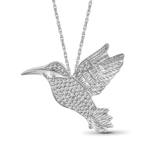 White Diamond Accent Sterling Silver Soaring Bird Pendant