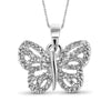 White Diamond Accent Sterling Silver Butterfly Pendant