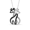 Black And White Diamond Accent Sterling Silver Double Giraffe Pendant - Assorted Finish
