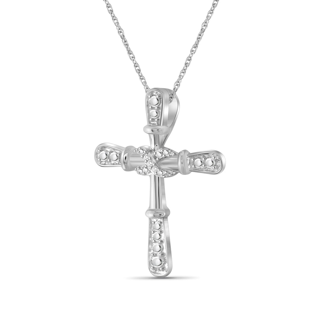 Accent White Diamond Infinity Cross Pendant in Sterling Silver - Assorted Colors