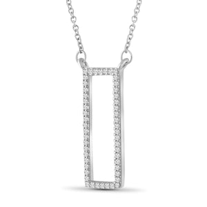 1/5 Ctw White Diamond Sterling Silver Rectangle Pendant - Assorted Colors