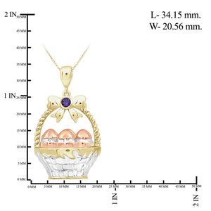 Egg Basket Birthstone Pendant in Sterling Silver - Assorted Birthstones