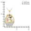 Birthstone and Accent Diamond Rabbit Basket Pendant in Sterling Silver - Assorted Birthstones