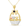 Birthstone and Accent Diamond Hearts Basket Pendant in Sterling Silver - Assorted Birthstones