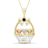 Birthstone and Accent Diamond Hearts Basket Pendant in Sterling Silver - Assorted Birthstones