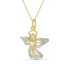 Accent White Diamond Angel Pendant in Two Tone Sterling Silver