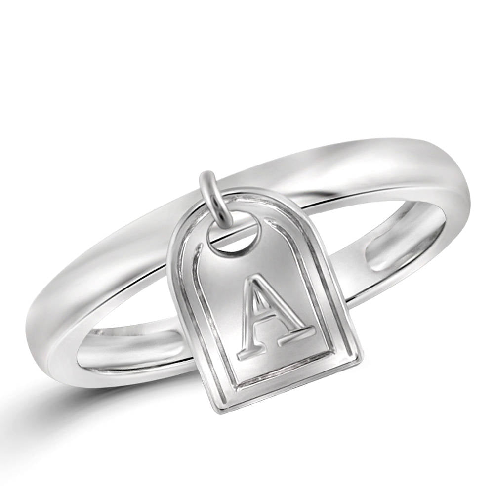 Sterling Silver Initial Charm Ring