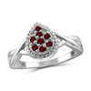 Round- Cut Gemstone and Accent Diamond Teardrop Shape Ring- Assorted Styles