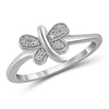 White Diamond Accent Sterling Silver Butterfly Ring