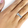 1/2 Carat T.W. Blue And White Diamond Sterling Silver Crossover Ring