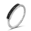 1/10 Carat T.W. Black Diamond Sterling Silver Bar Ring - Assorted Colors