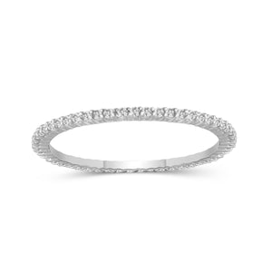 White Diamond Sterling Silver Eternity Band - Assorted Colors & Size