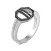1/5 Carat T.W. Black And White Diamond Sterling Silver Octagon Ring - Assorted Colors