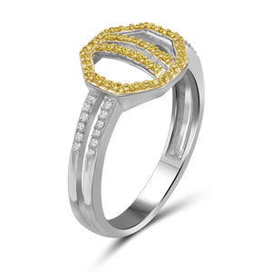 1/5 Carat T.W. Yellow And White Diamond Sterling Silver Octagon Ring