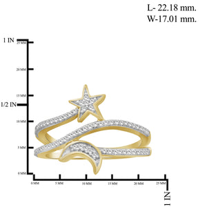 1/4 Carat T.W. White Diamond Sterling Silver Star & Moon Ring - Assorted Colors