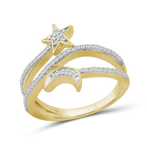 1/4 Carat T.W. White Diamond Sterling Silver Star & Moon Ring - Assorted Colors