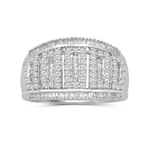 1.00 Carat T.W. White Diamond Sterling Silver Dome Ring - Assorted Colors