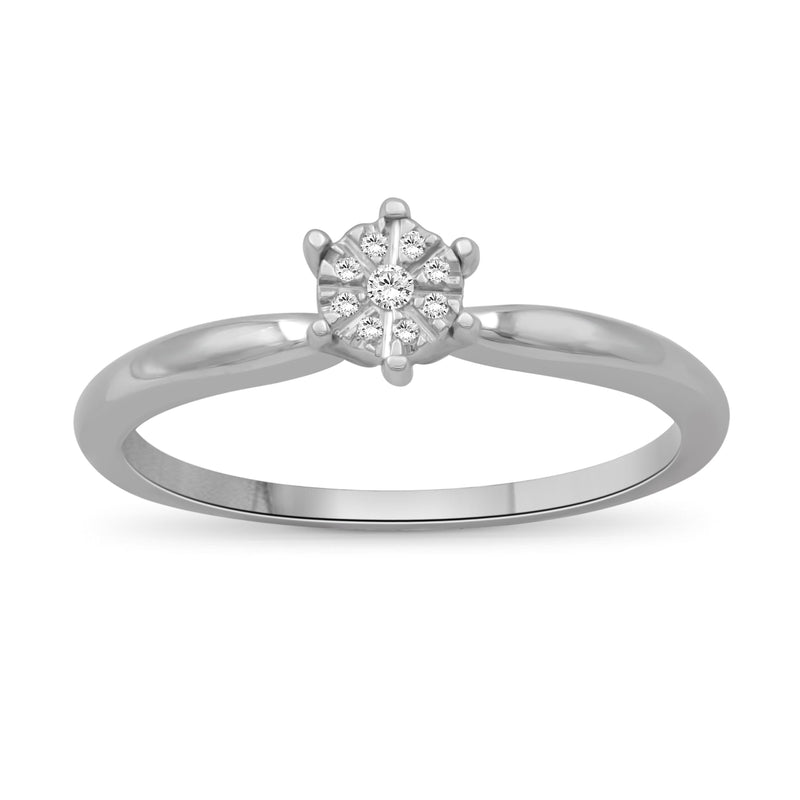 1/20 Carat T.W. White Diamond Sterling Silver Cluster Ring - Assorted Colors