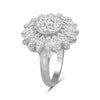 1.00 Carat T.W. White Diamond Sterling Silver Flower Ring - Assorted Colors