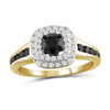 1.00 Carat T.W. Black And White Diamond Sterling Silver Cushion Shape Ring - Assorted Colors
