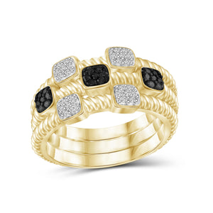 1/5 Carat T.W. Black And White Diamond Sterling Silver Stackable Ring - Assorted Colors