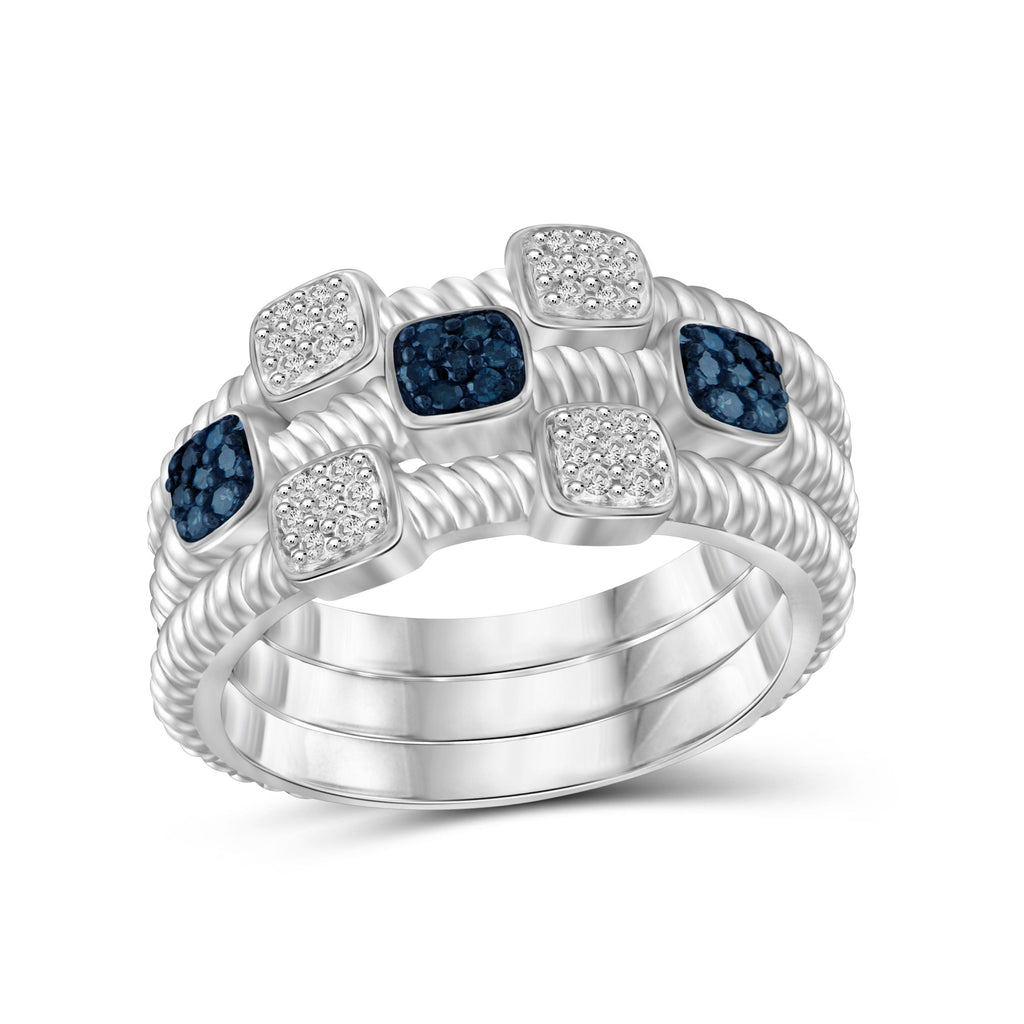 1/5 Carat T.W. Blue And White Diamond Sterling Silver Stackable Ring