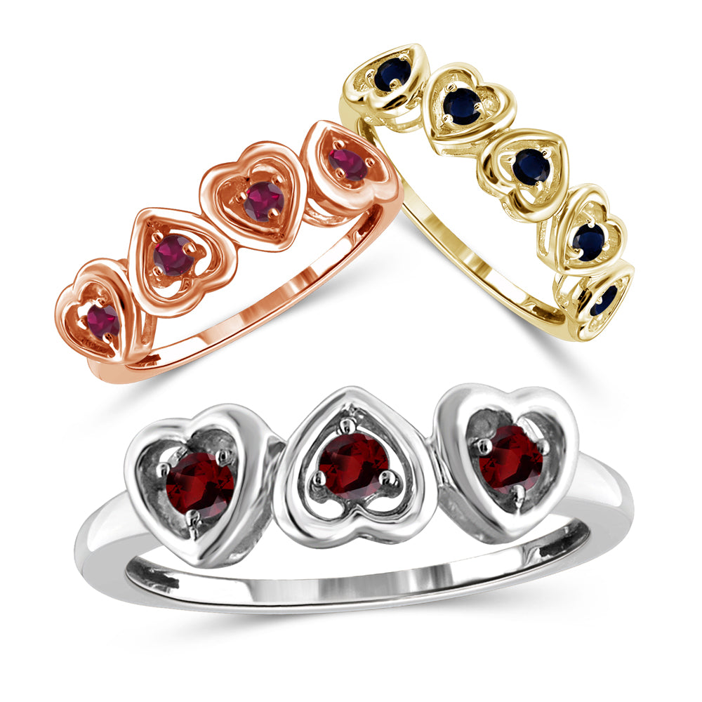 Birthstone Heart Ring Sterling Silver- Assorted Styles