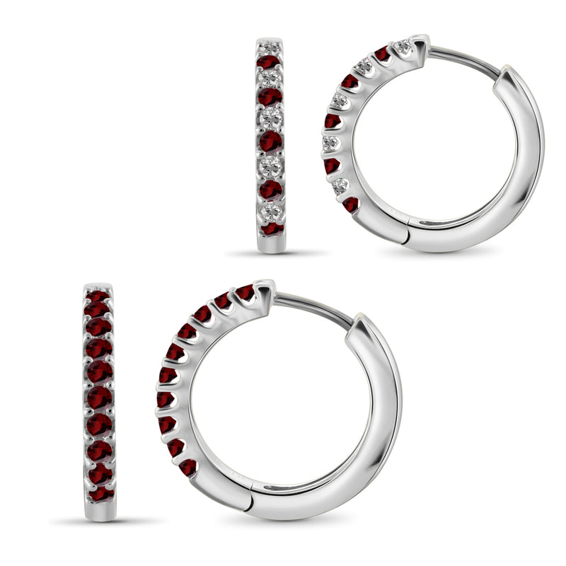 Birthstone Hoop Earrings Sterling Silver- Assorted Styles