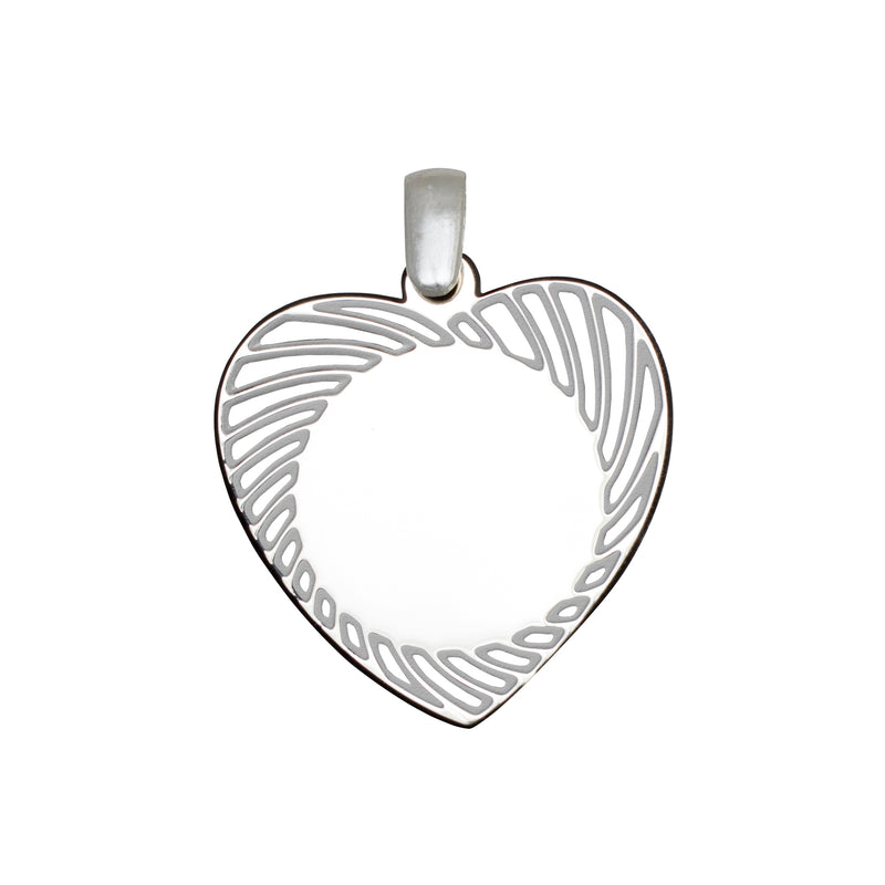 Heart with Stripes Sterling Silver Pendant