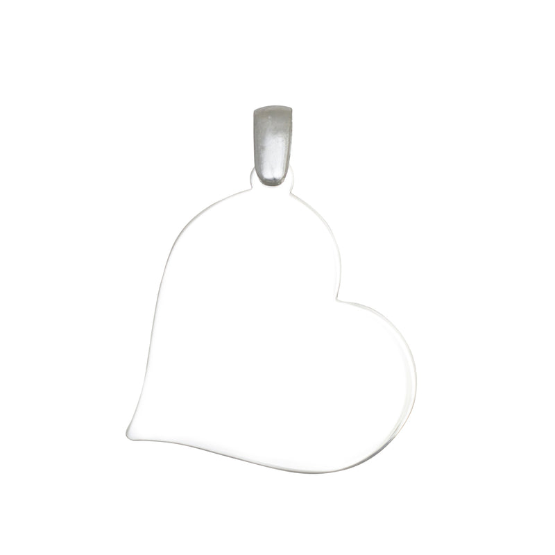 Slanted Heart Shaped  Sterling Silver Pendant
